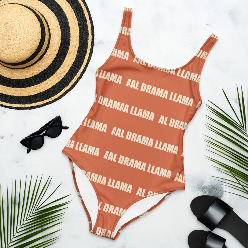 Al Drama Llama Wordmark One-Piece Swimsuit Front