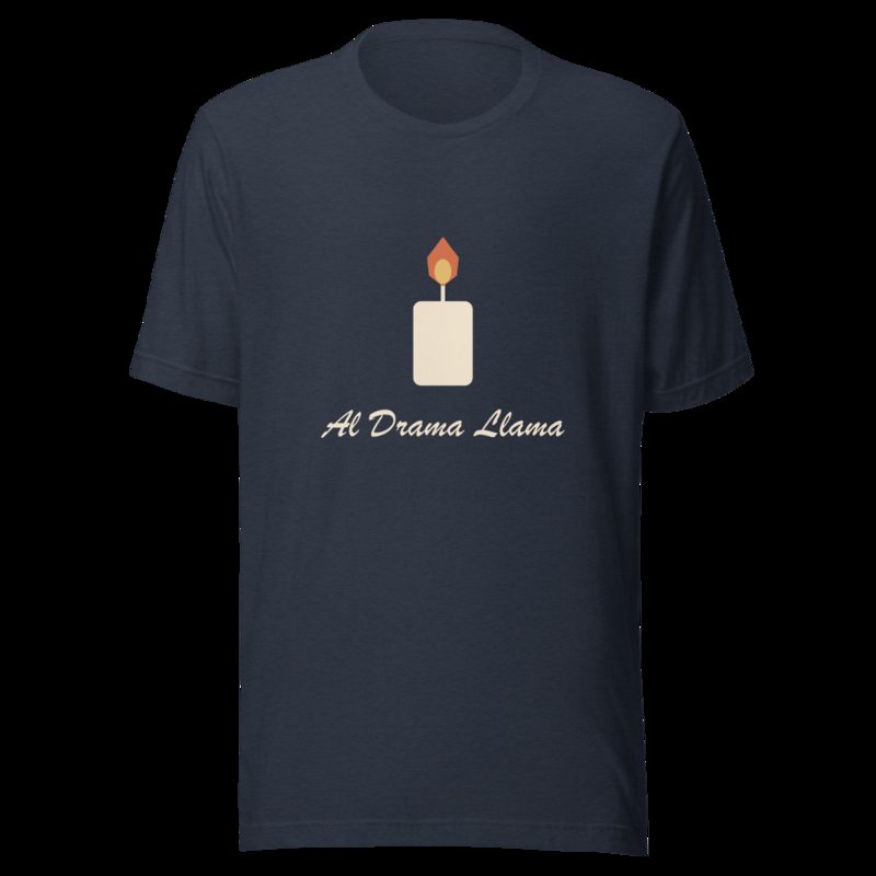 Al Drama Llama Candle Tee Heather Navy