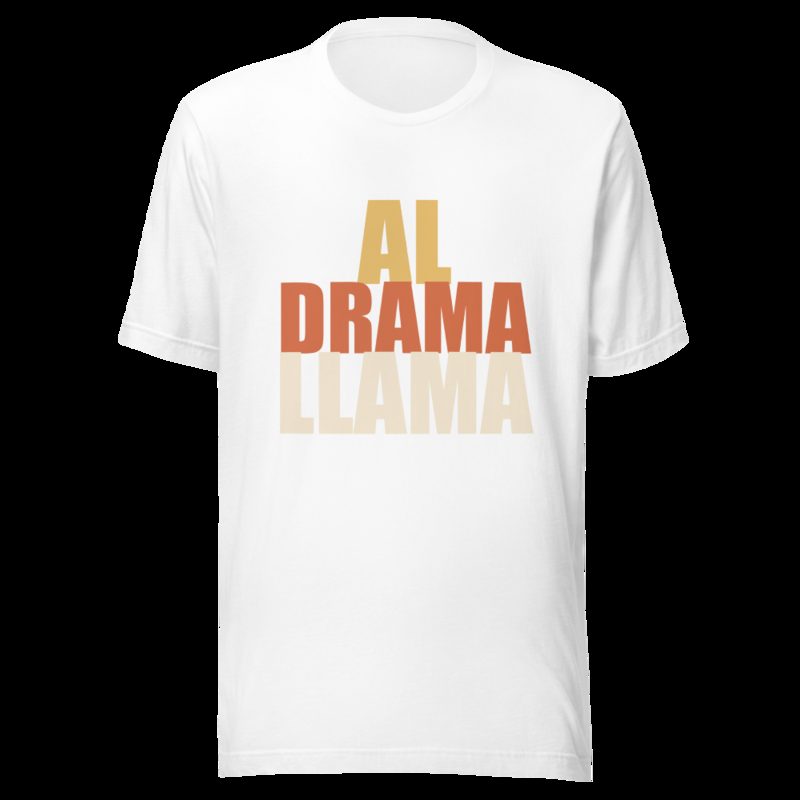 Al Drama Llama Stacked Tee White