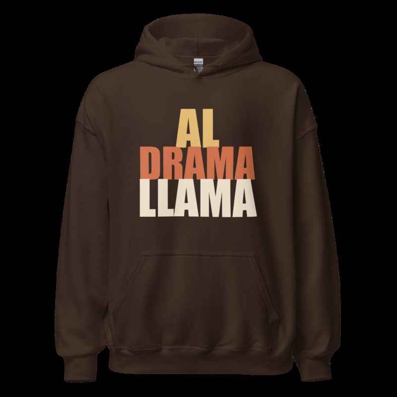 Al Drama Llama Stacked Hoodie Dark Chocolate