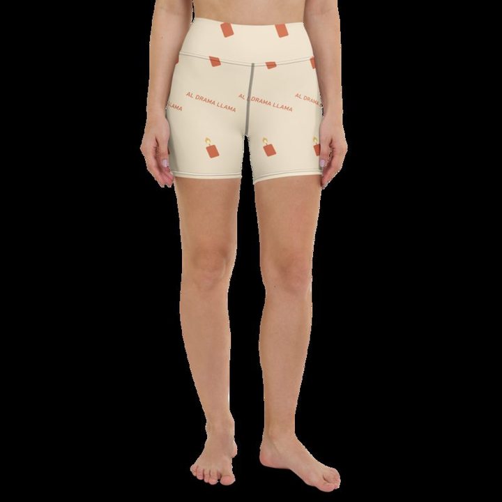 Al Drama Llama Candles Yoga Shorts in White