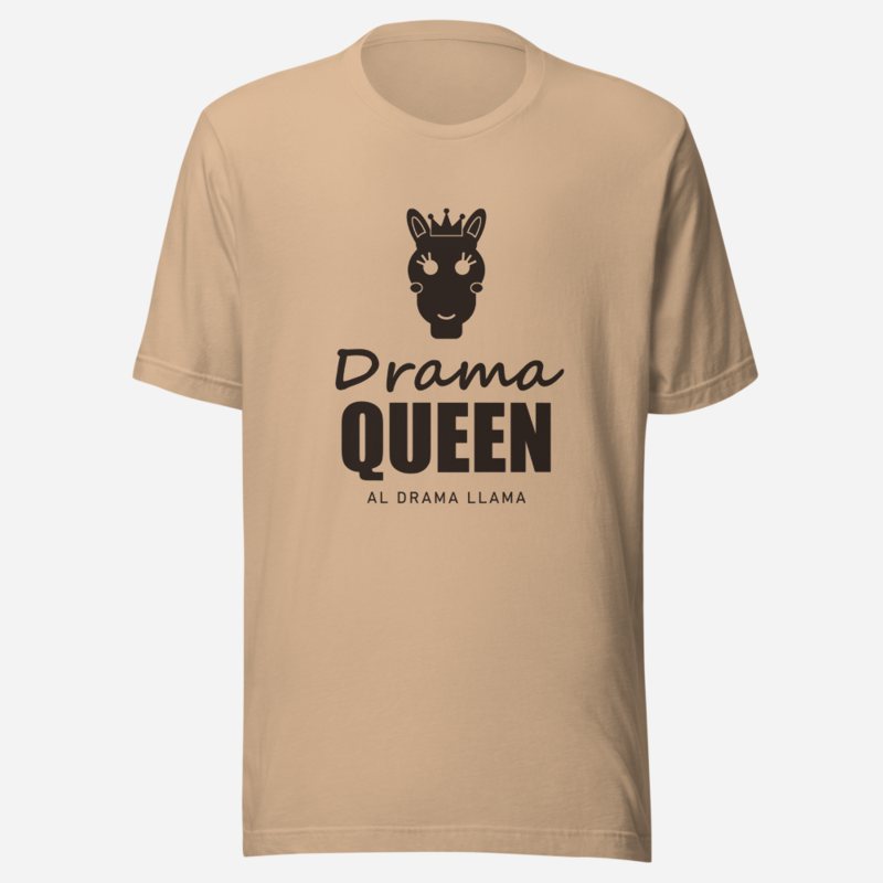 Al Drama Llama Drama Queen (crowned llama) Drama Tee in Tan