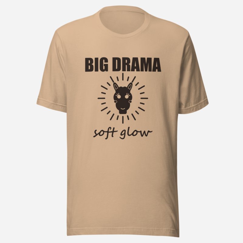Al Drama Llama Big Drama, Soft Glow Drama Tee in Tan