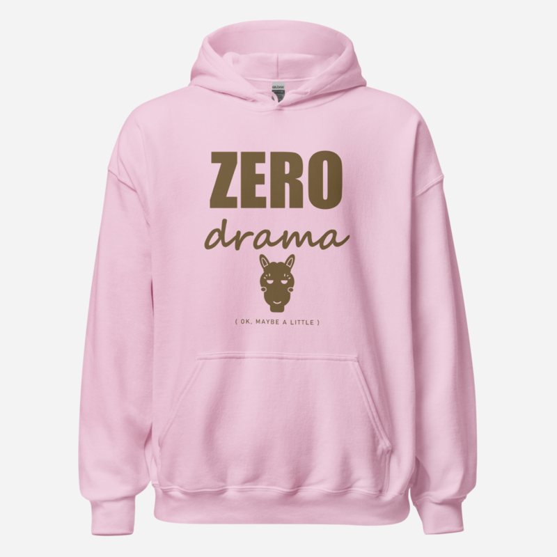 Al Drama Llama Zero Drama (ironic) Drama Hoodie in Light Pink