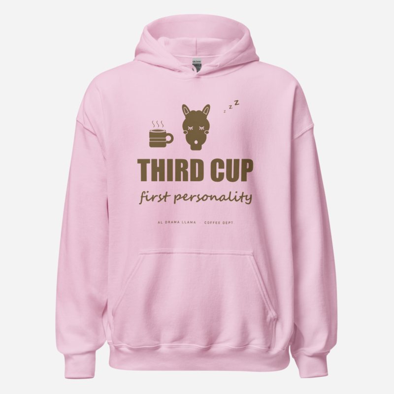 Al Drama Llama Third Cup, First Personality Comic Relief Hoodie in Light Pink