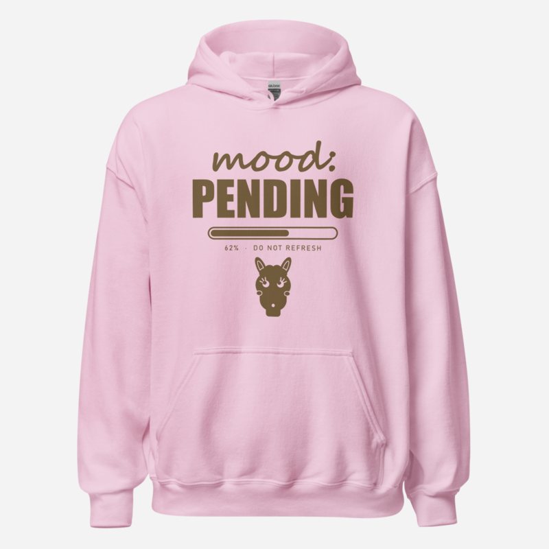 Al Drama Llama Mood: Pending Comic Relief Hoodie in Light Pink