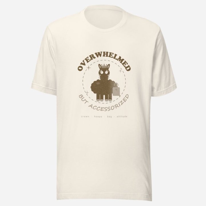 Al Drama Llama Overwhelmed But Accessorized Llama Dept. Tee in Vintage White