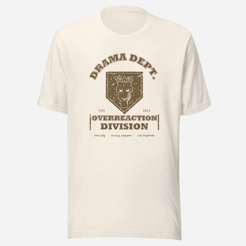 Al Drama Llama Drama Dept Varsity Shield Llama Dept. Tee in Vintage White