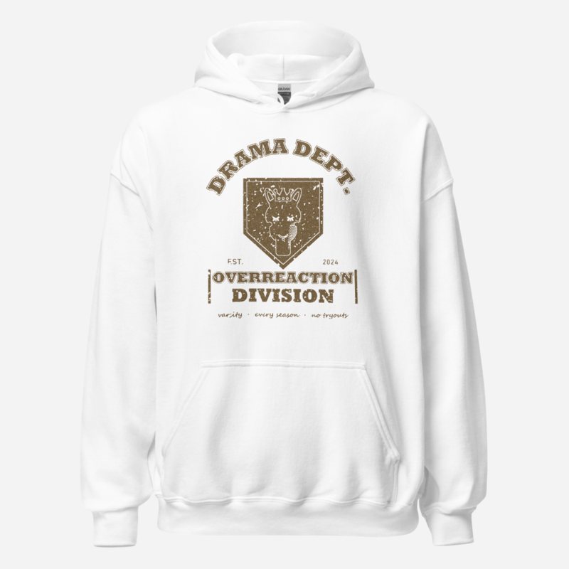 Al Drama Llama Drama Dept Varsity Shield Llama Dept. Hoodie in White