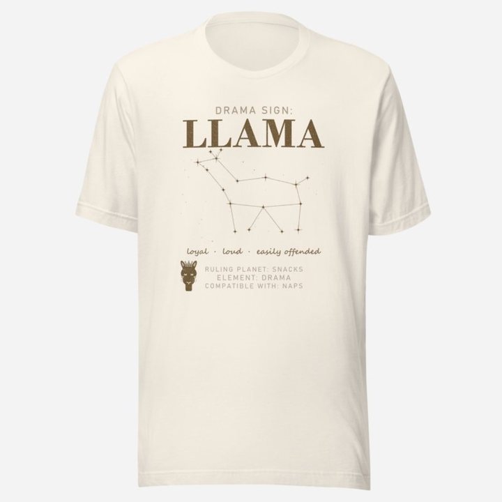 Al Drama Llama Drama Sign Llama Constellation Llama Dept. Tee in Vintage White