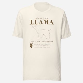 Al Drama Llama Drama Sign Llama Constellation Llama Dept. Tee Vintage White