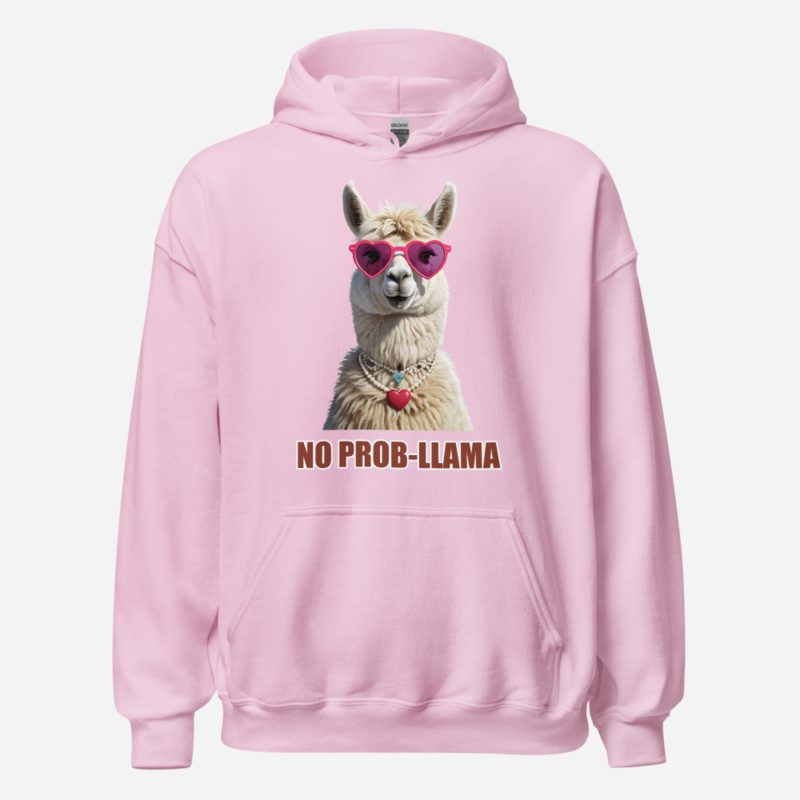 Al Drama Llama No Prob-Llama Pearls Hoodie Light Pink