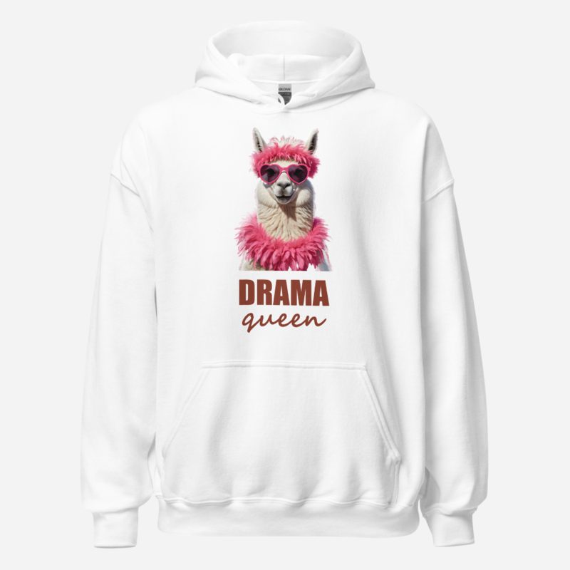Al Drama Llama Drama Queen Boa Hoodie in White