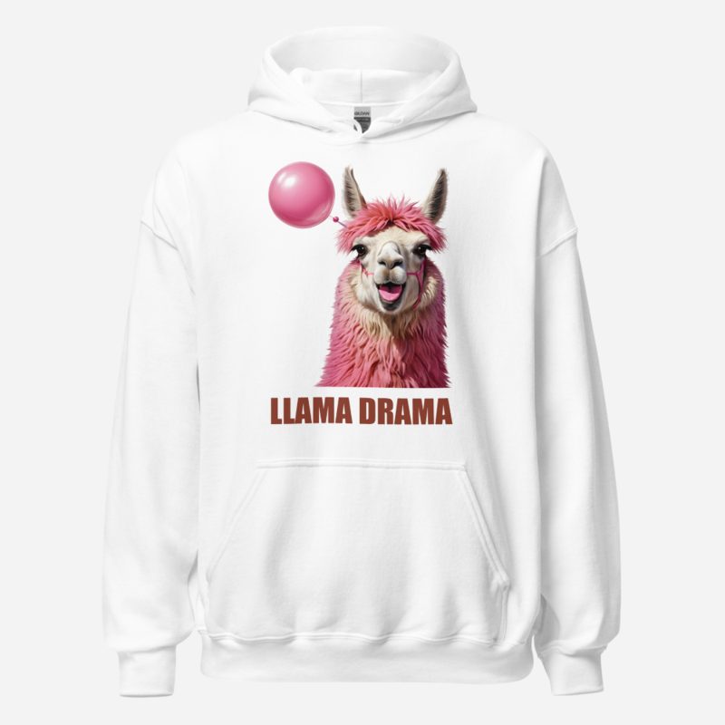 Al Drama Llama Llama Drama Bubblegum Hoodie in White
