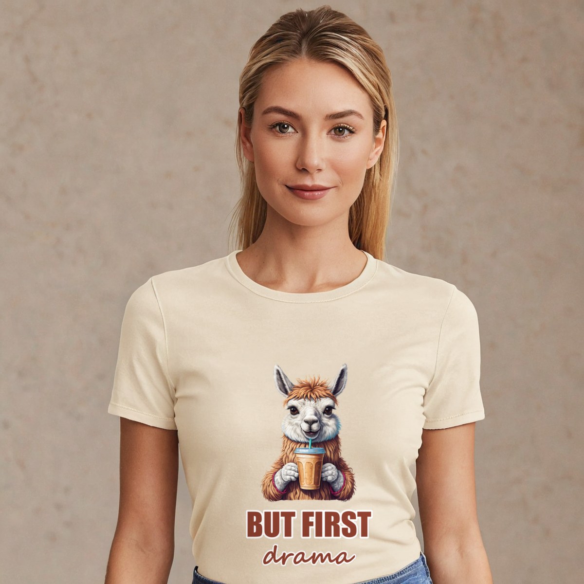 Al Drama Llama But First Drama Coffee Tee