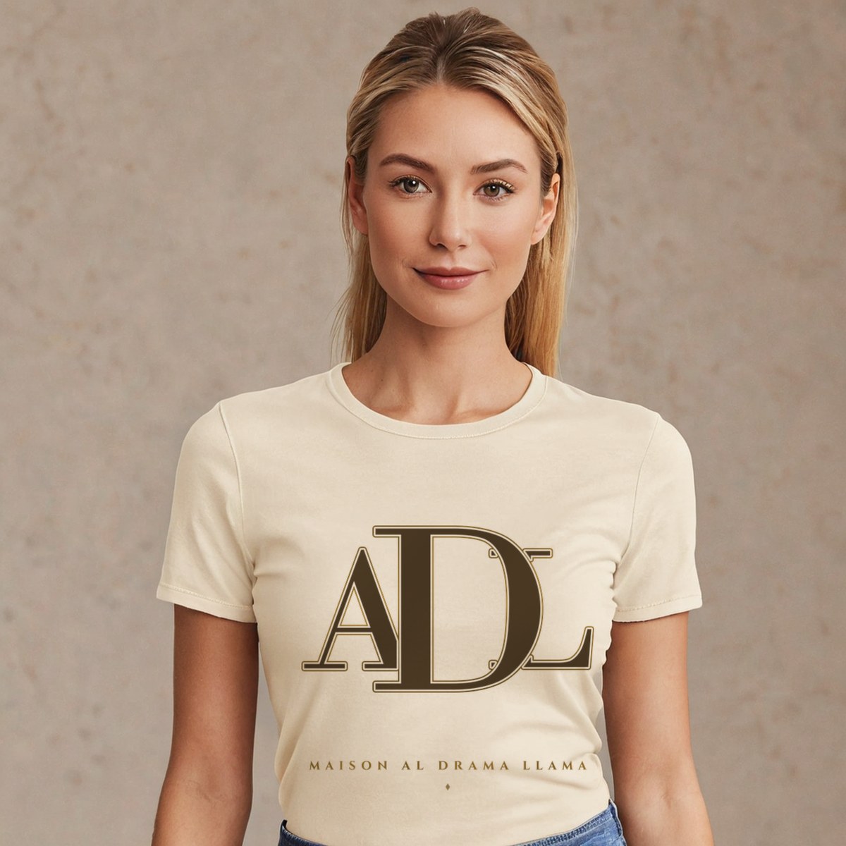 Al Drama Llama Maison Embroidered Monogram Tee